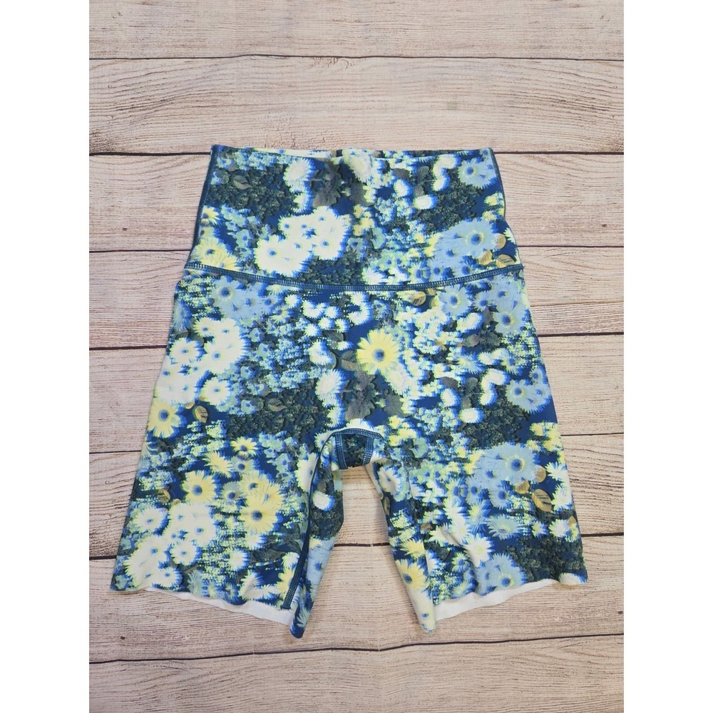 Offline Aerie Shorts Womens Size Small‎ Blue Goals Bike High Rise Floral Pull On